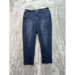 Lane Bryant Jeans Womens Plus Sz 14 Blue Boyfriend Slim Stretch Whiskered Denim